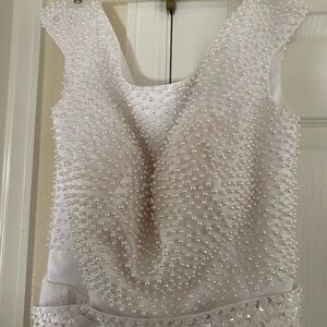 Pearl-Embellished White Wedding Dress